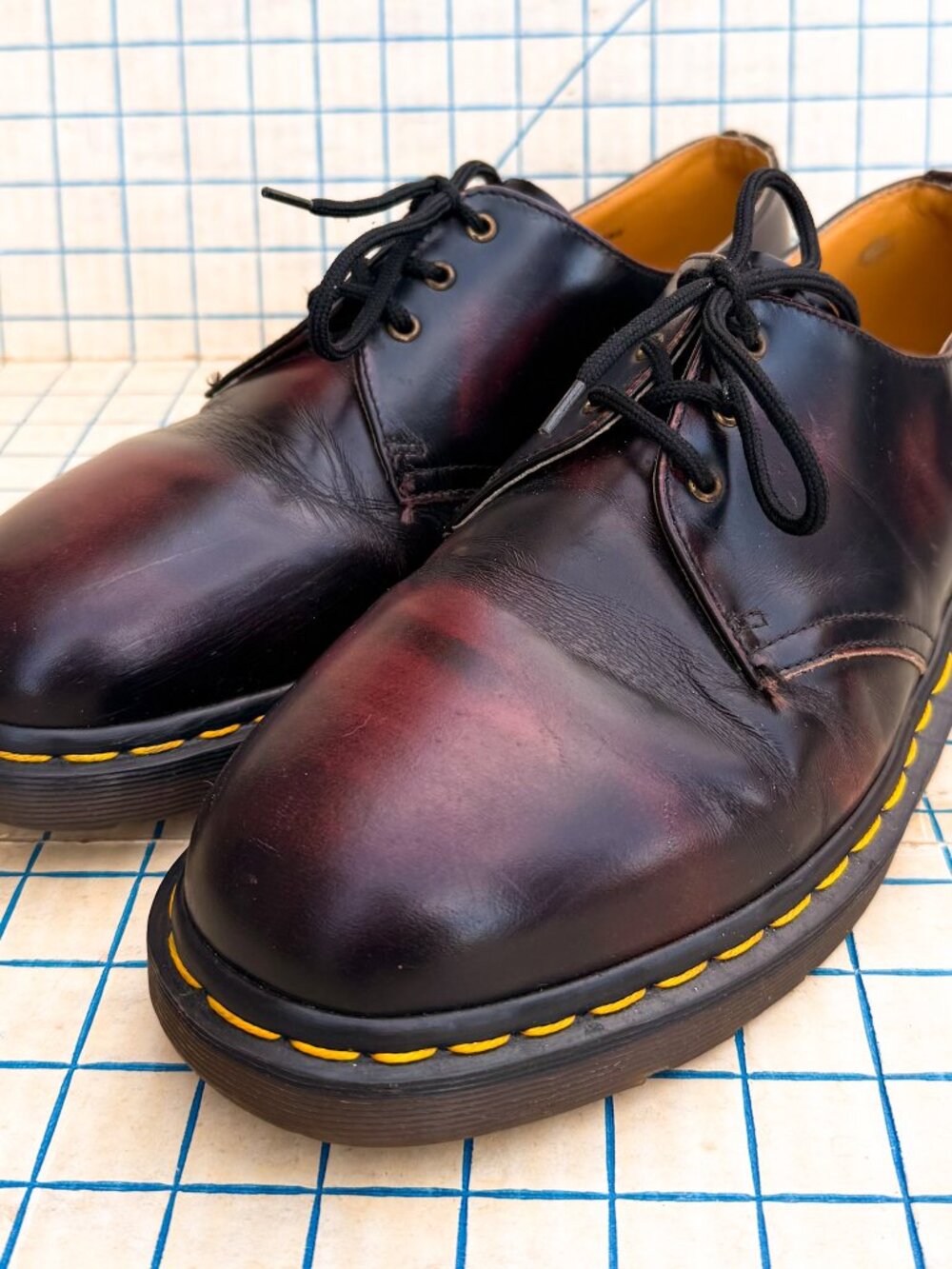 VTG Doc Marten 90s Oxblood Leather Shoe Low Top Oxford Made In England Mens 11 - Picture 5 of 16